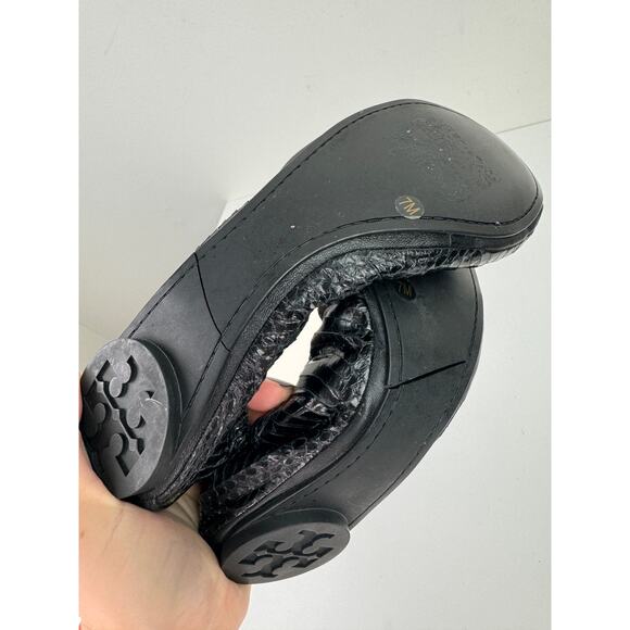 Tory Burch Eddie Womens Black Snakeskin Embossed Leather Skimmer Ballet Flats 7 - Picture 6 of 7